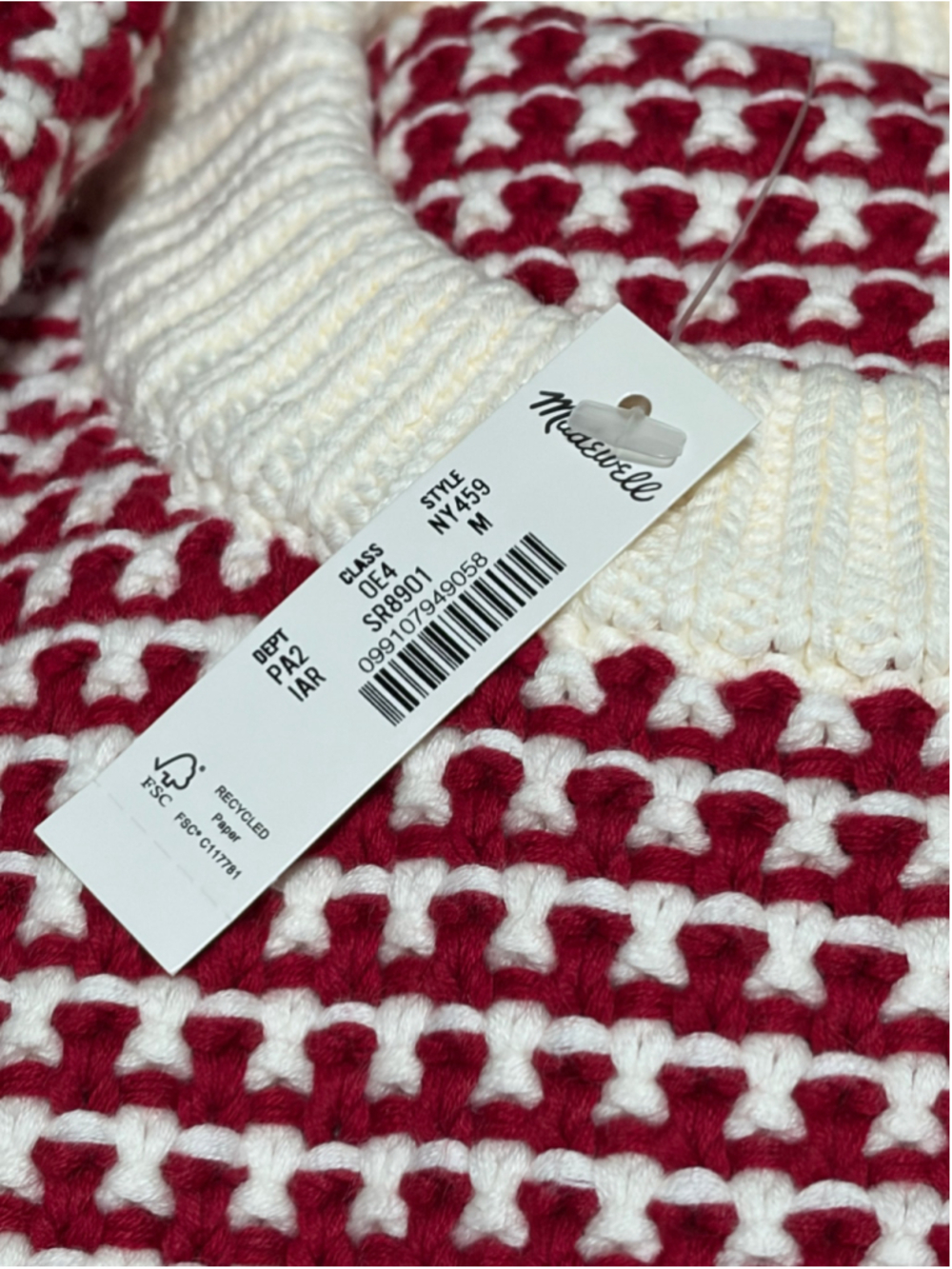 NWT Madewell Textured-Stitch Crewneck Sweater in 100% Cotton size medium - Picture 9 of 12